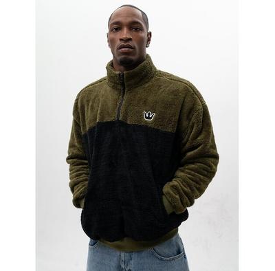 Jigga Wear Sherpa Zip-Up Half-Zip Polar Bear Oversize Hoodie
