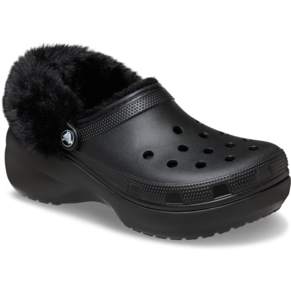 Crocs Classic Platform Lined Fuzz Strap Clog 212854 001