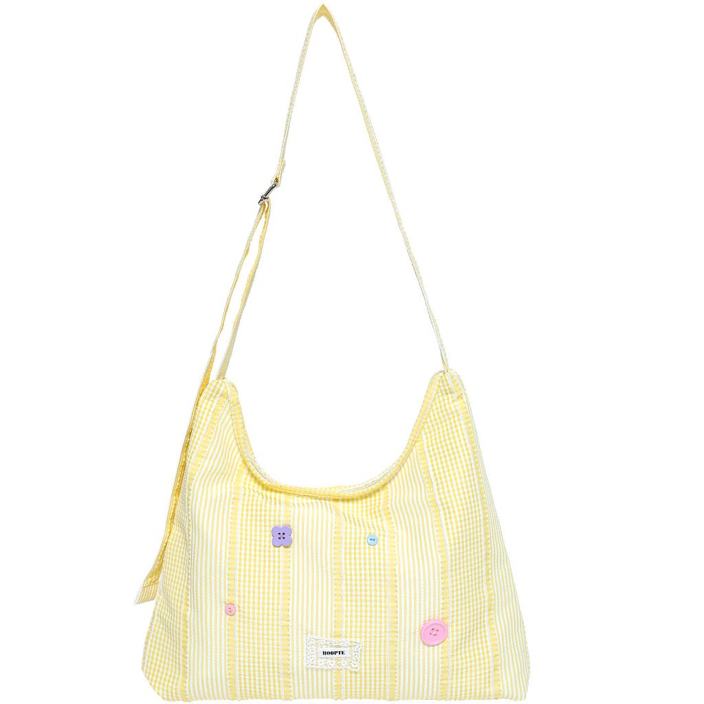 Checkered Single-shoulder Bag, Fabric Bag, Casual Girl Tote Bag