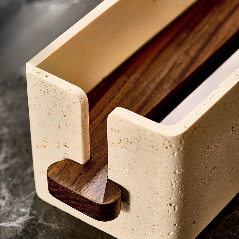 Stone Tissue Box Luxury Tissue Organizer Case Aesthetic Rectangular Napkin Cases Pull Out Napkin Storage Boxes Table Accessories
