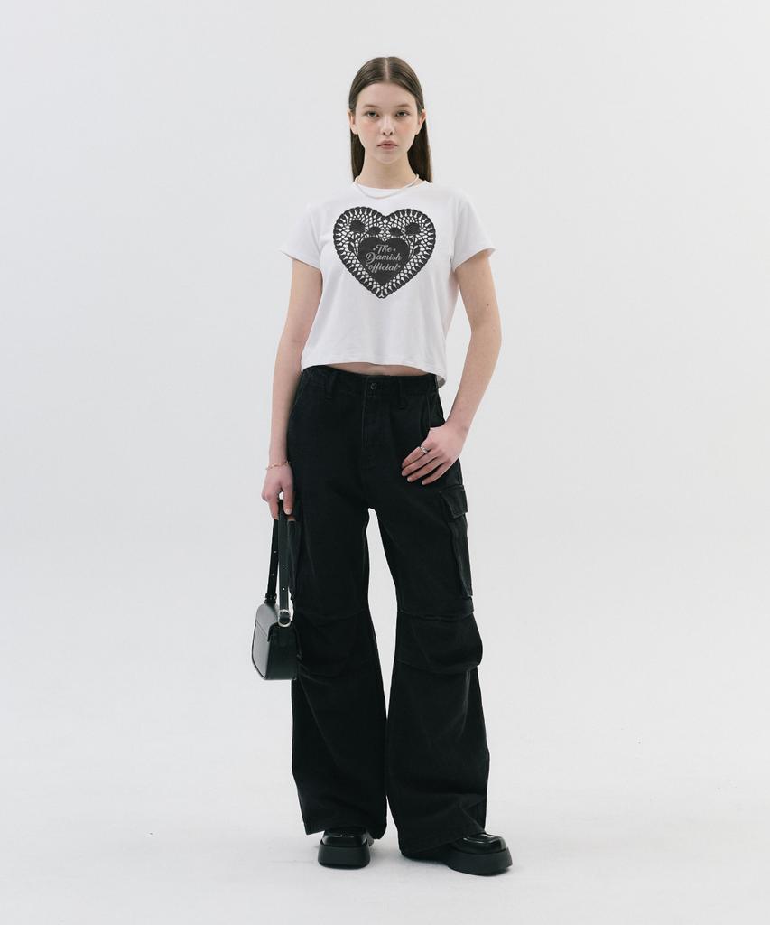 Damiswi Lace Heart T-Shirt_White (Black)