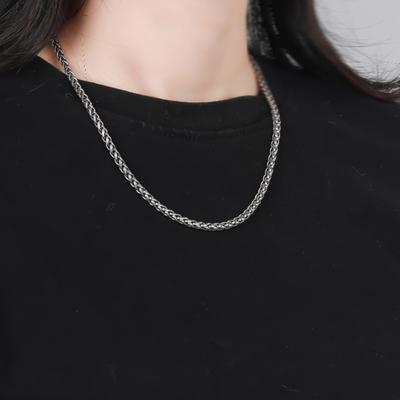 Collana a Catena di Grano per Uomo Tono Oro Argento Nero Catene di Grano 3mm Collana in Acciaio al Titanio per Uomo Ragazzo Regali di Compleanno