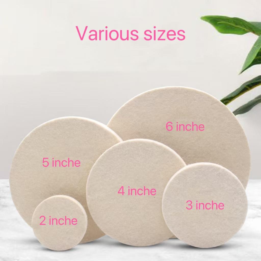 2-7 Inch Wool Felt Polishing Pads with Flocking Hook And Loop Back for Sander Stainless Steel Glass Mirror Polishing Wheel