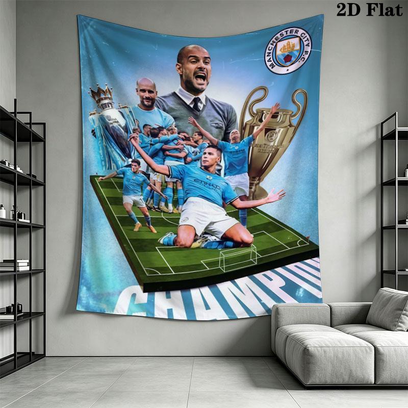Forever MCFC BlueWall Hanging Printed Fabric Blanket Decorative Tapestries for Bedroom Living Room Home Decor