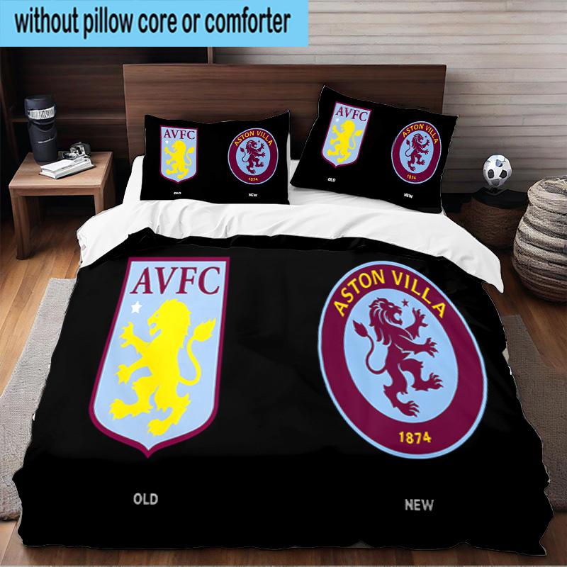 Aston Villa Fc Crest 3PCS Print Bedding Set, Includes A Duvet Cover and Two Pillowcases for Bedroom, Dormitory, Suitable for All Seasons