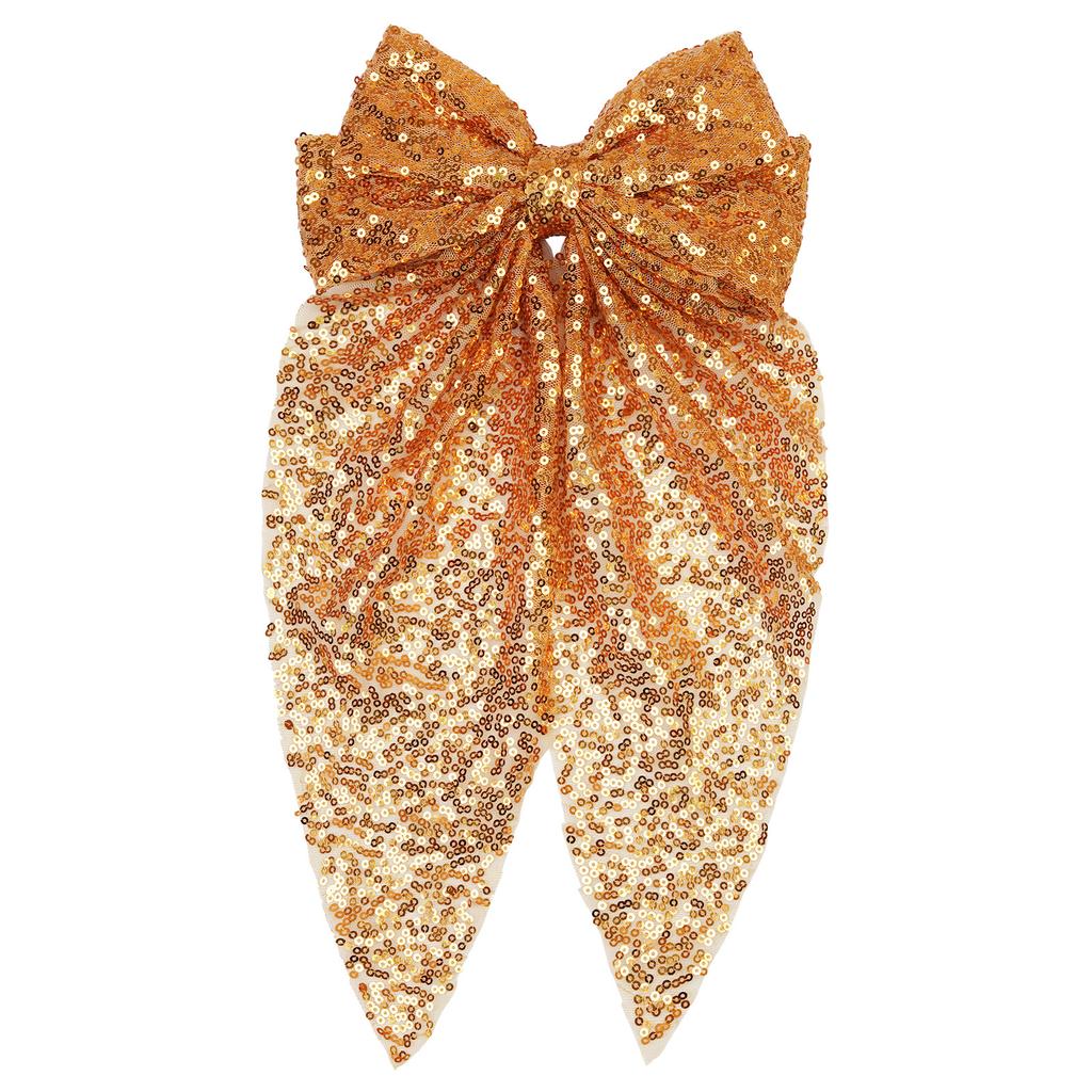 Champagne Glitter Sequin Hair Clips Oversized Bow Hairpins for Girls Children's Fashion Hair Accessories Back Head Barrettes