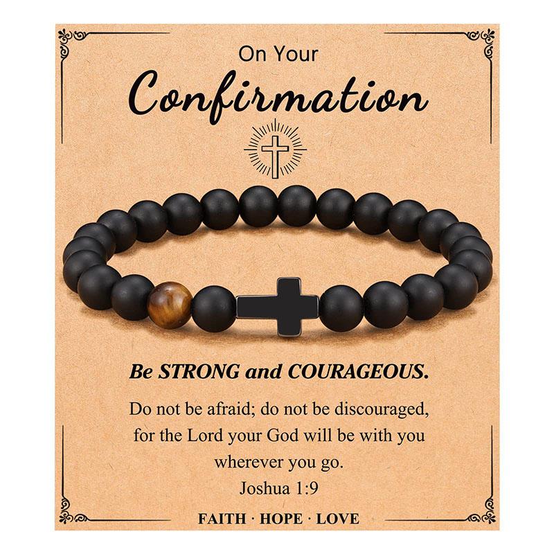 To Mens Boys Gifts Cross Bracelet for Son, Grandson, Dad, Godfather, Men Birthday Graduation Retirement Christmas Christian Gift for Teens Boys Men