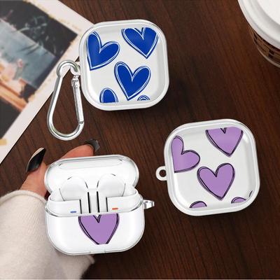 Clear Earphone Cases Cover With Hook Case For Samsung Galaxy Buds Live 2 2Pro 4 Pro 4Pro 3Pro 3 FE Creative Love Heart