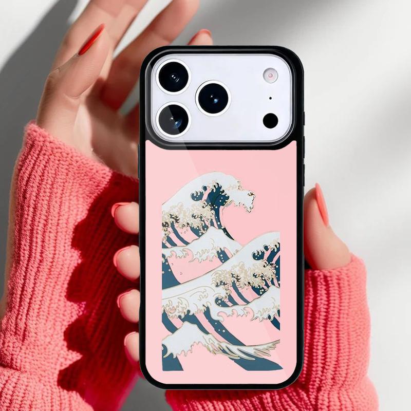 

Cartoon Cute Stylish Waves Phone Case for iPhone 17 16 15 14 13 Pro Max Back Cover for 12 11 Pro Coque iPhone 12