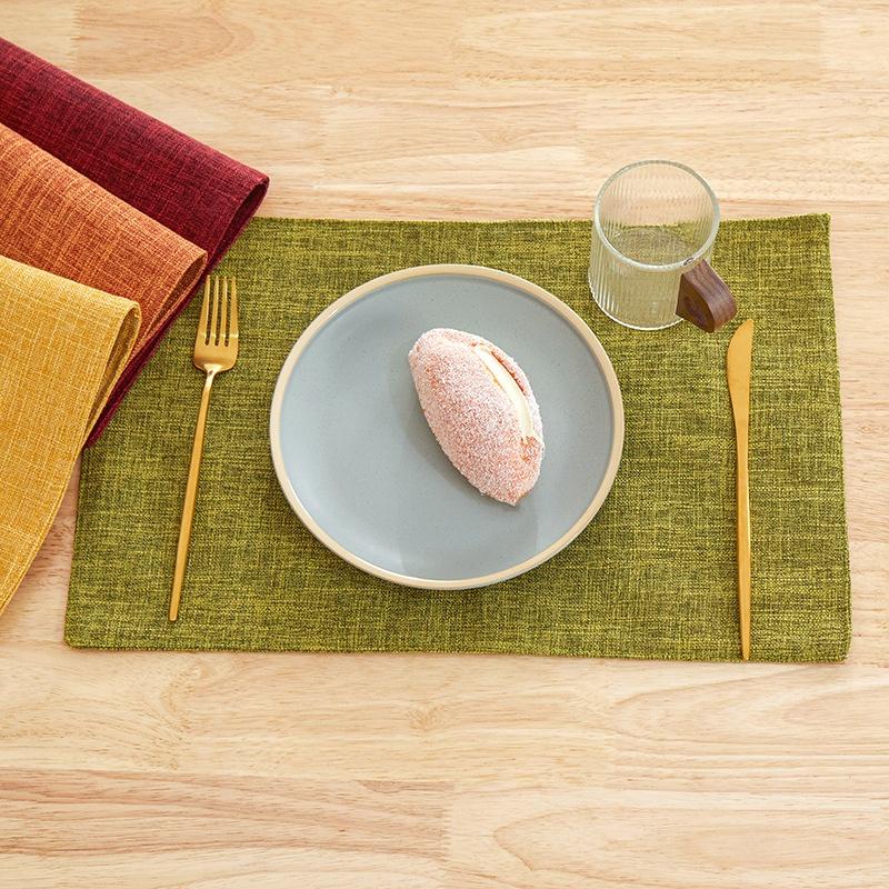 Nordic Ins Style Linen Solid Color Dining Mat Dining Table Mat Western Dining Table Bowl and Cup Mat On Both Sides