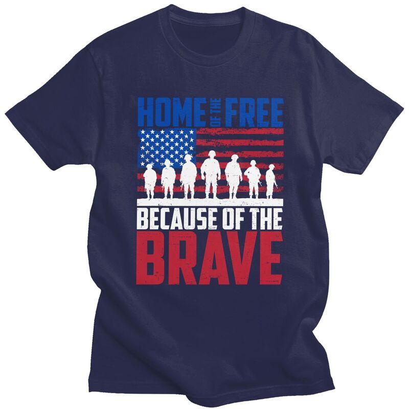 Custom Home Of The Free Because Of The Brave T Shirt Men Short Sleeves 100 Cotton Tshirt Leisure Veteran Patriotic Tees