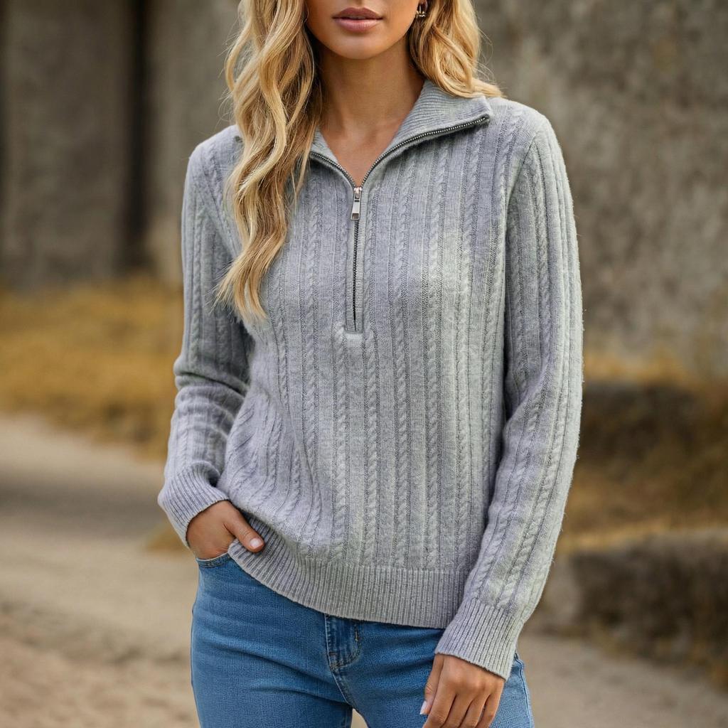 2025 Höst/Vinter Dam Långärmad V-ringad Enfärgad Stickad Kofta med Fickor