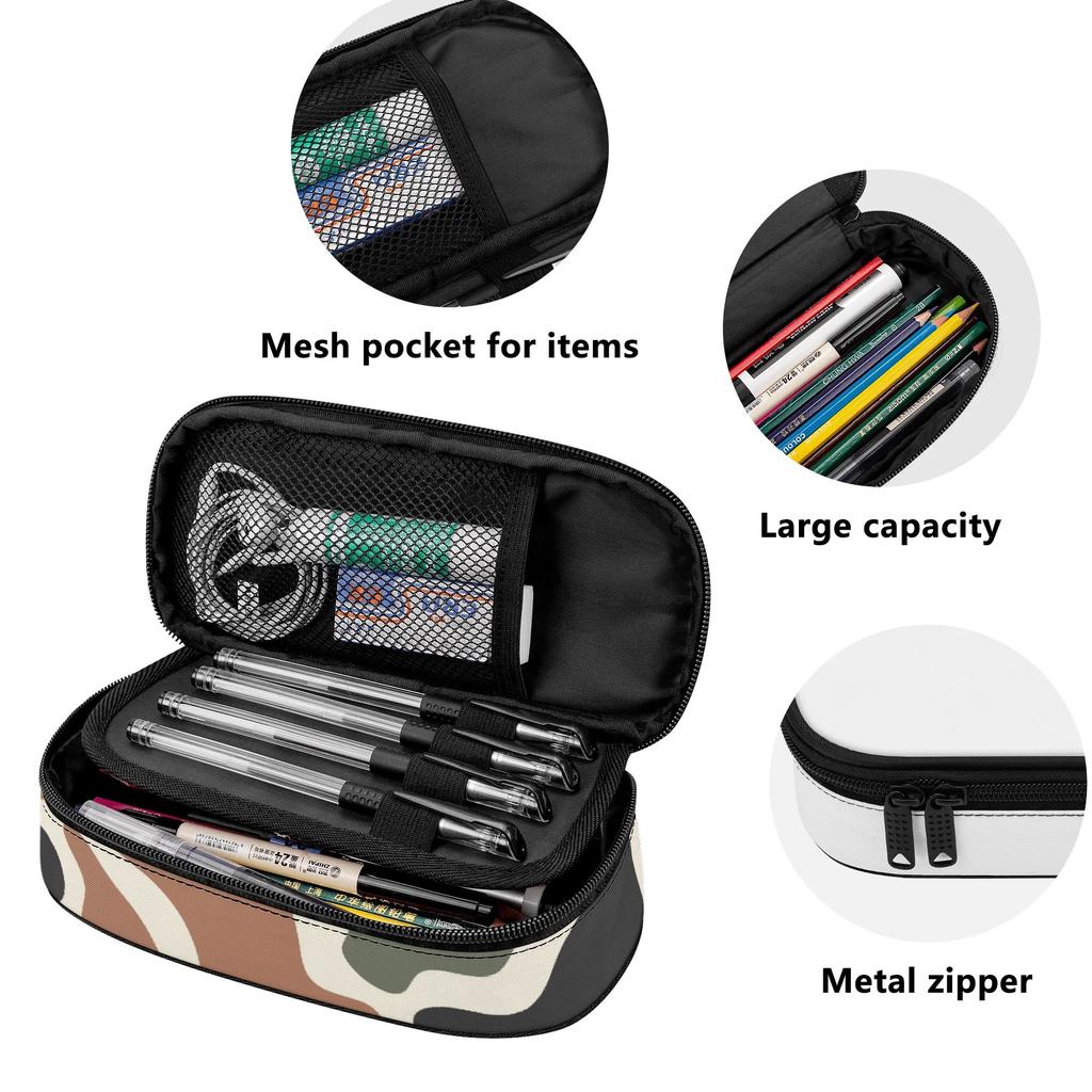 Pencil Case Large Storage Space 300D Polyester Easy Open Zipper with Main Compartment Mesh Pocket and Pen Slots for Students