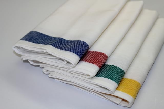 Made In Linen Blend Glass 40 X Professional Commercial Use Japan, Towel, 50% Cotton, 50% Linen, 70, Use, [10 Pieces] (yellow Border)