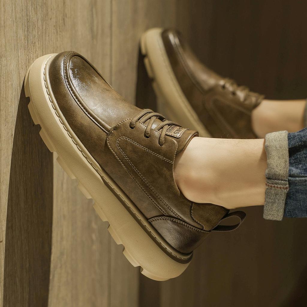 Shoes autumn retro platform heightening shoes British style light business casual leather shoes