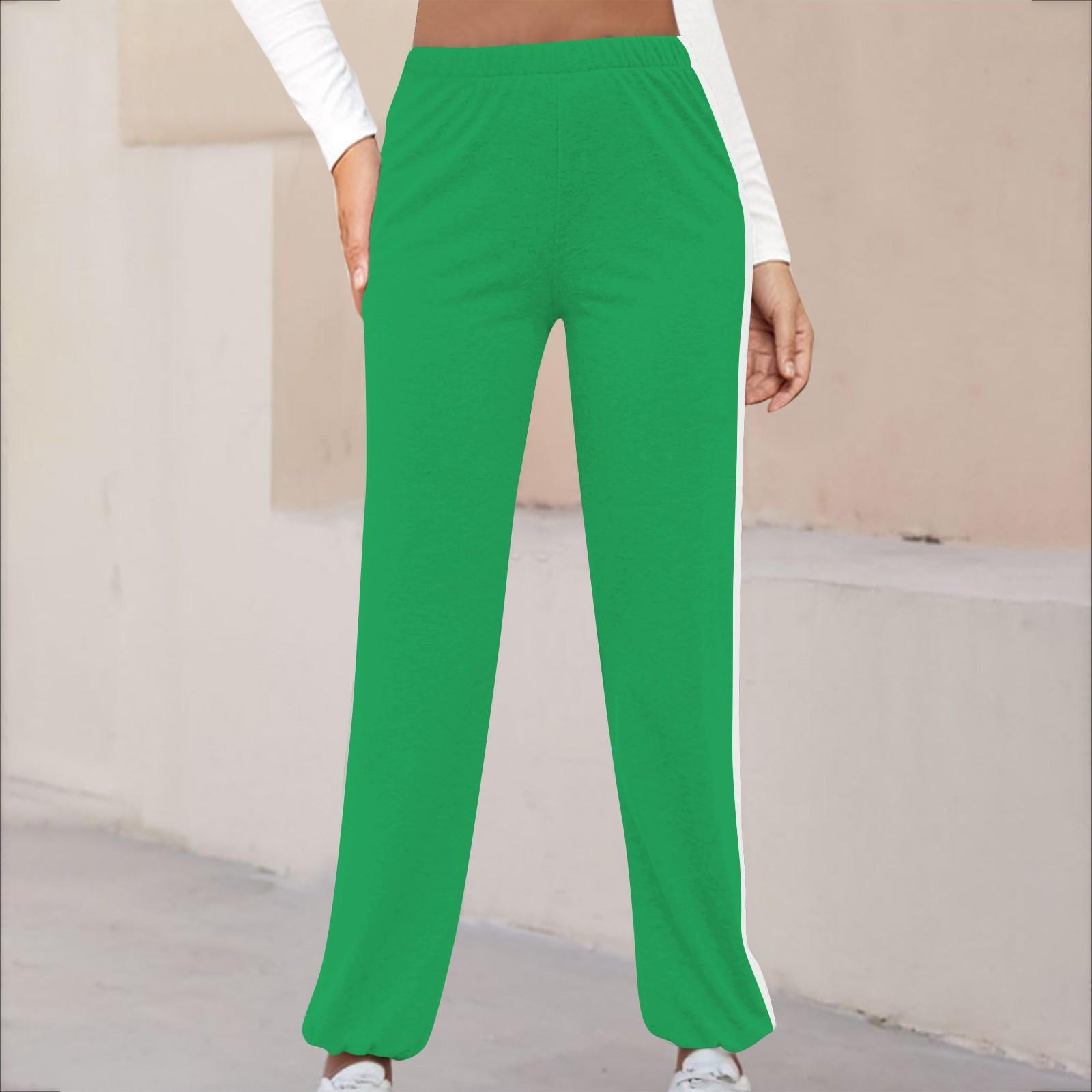 

Жіночі літні нові однотонні повсякденні вільні спортивні штани з високою талією з поясом, толстовка з поясом XXXL зелений