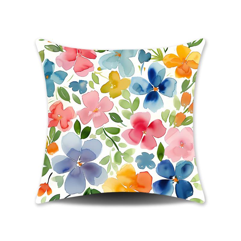 Natural Floral Print Throw Pillow Cover - Spring Design for Sofa, Bedroom, or Gift