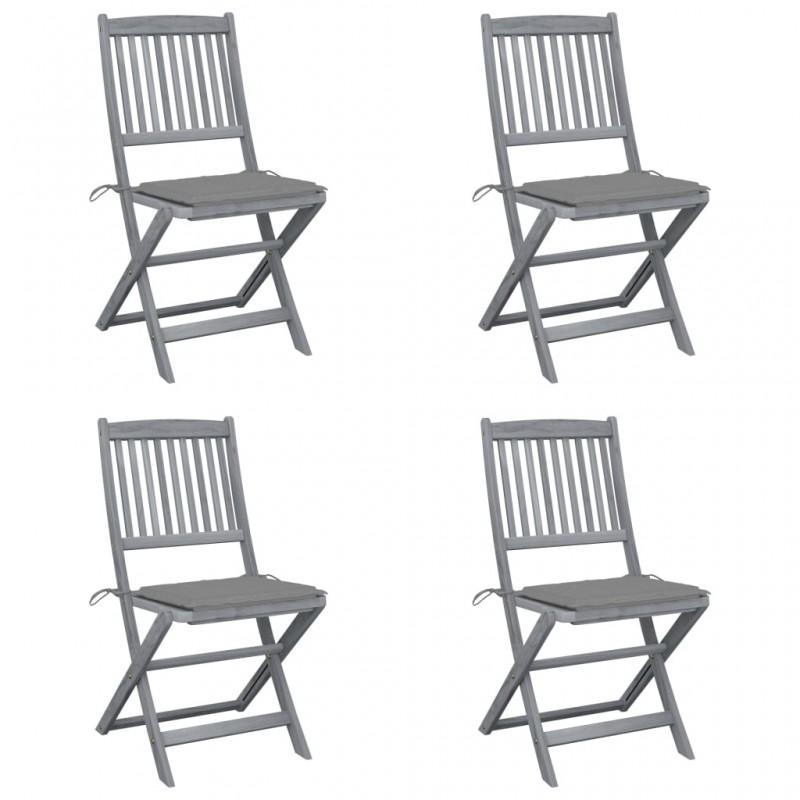 Day and Night - Day and Night Folding Garden Chairs 4 Pcs Cushions Solid Acacia Wood