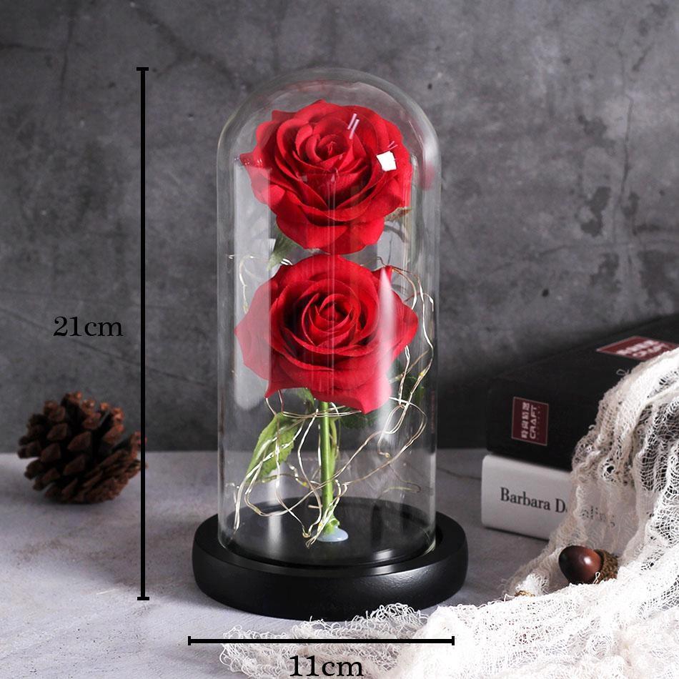 Eternal Double Rose In Glass Led Gift