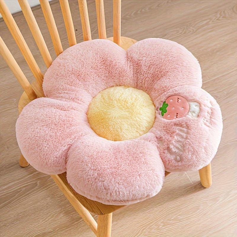Soft Round Plush Seat Cushion - Fruit & Flower-Themed, Machine Washable, Polyester - Comfortable Full-Body Support for Long Sitting