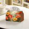 2D Flat, 1pc 2Dflat, Plus Size Poppy Flower Vintage Style Home Decor Gift Tissue Box, Polyester Material
