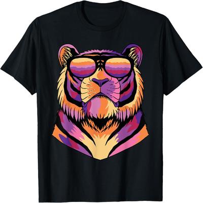 Tiger Pop Art Portrait Sunglasses Vintage Tiger Lovers T-Shirt