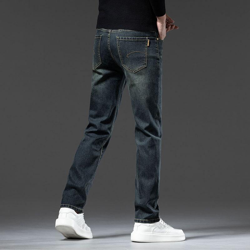 Podzimní Nové Vysoce Kvalitní Prané Antické Bronzové Džíny Pánské Módní Značkové Business Rovné Nohy Ležérní Dlouhé Kalhoty