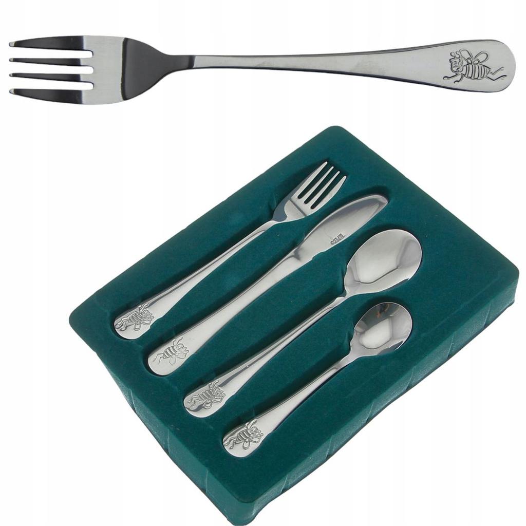 CHILDREN'S CUTLERY SET STEEL SPOON FORK KNIFE SPOON 4 pcs.