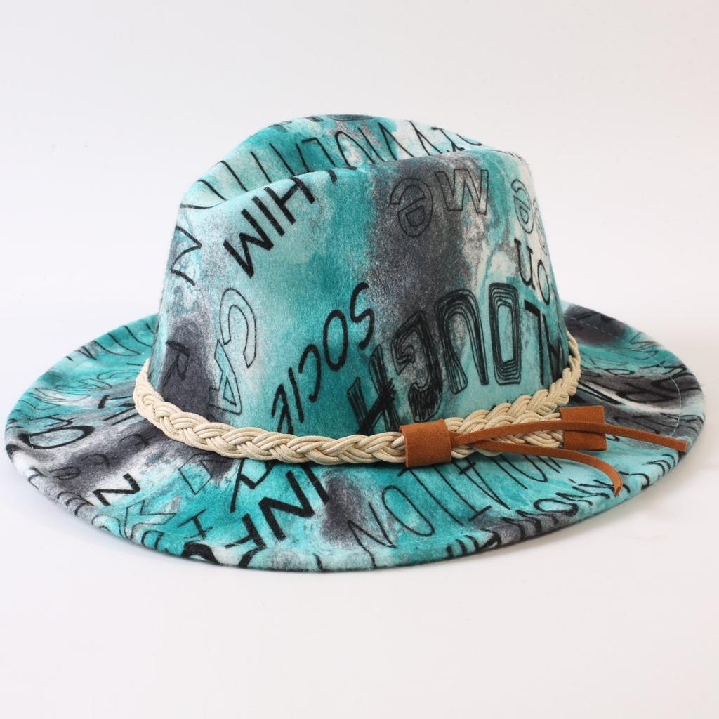 New European and American style letter printing fashion top hat men's and women's fashion jazz hat sunscreen sun hat