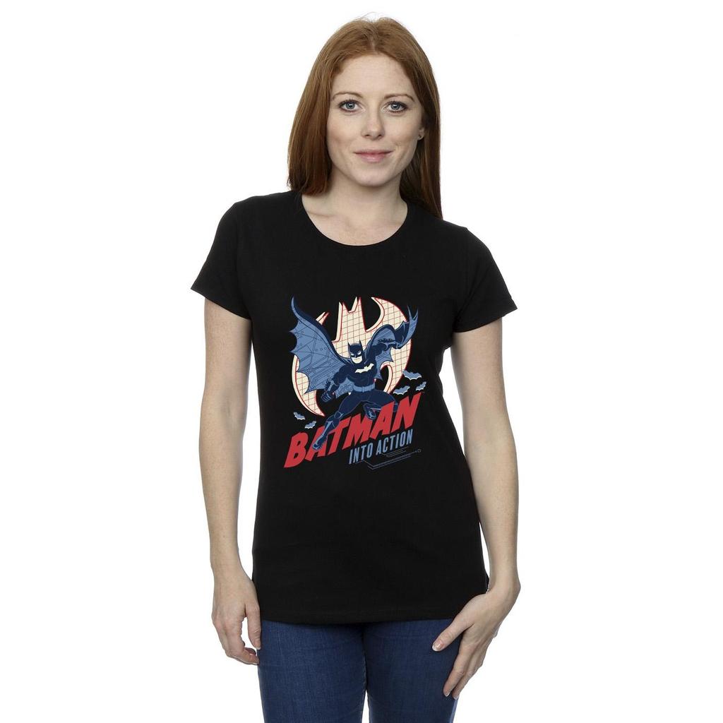 DC Comics Womens/Ladies Batman Into Action Cotton T-Shirt