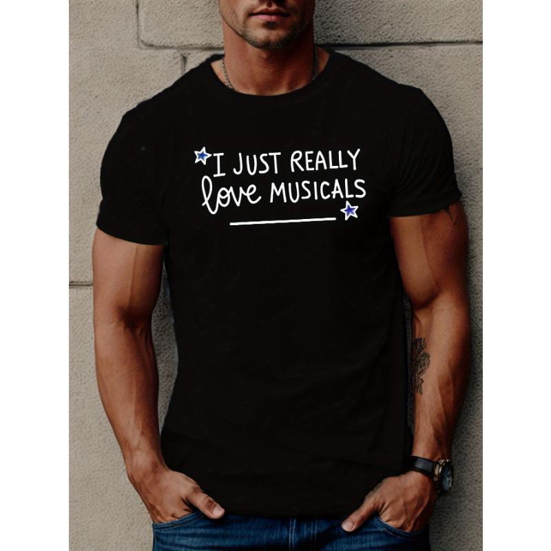 

European sizes REALLY LOVE MUSICALS • Men s Short Sleeve T-shirt • Summer T-shirt Top S чёрный