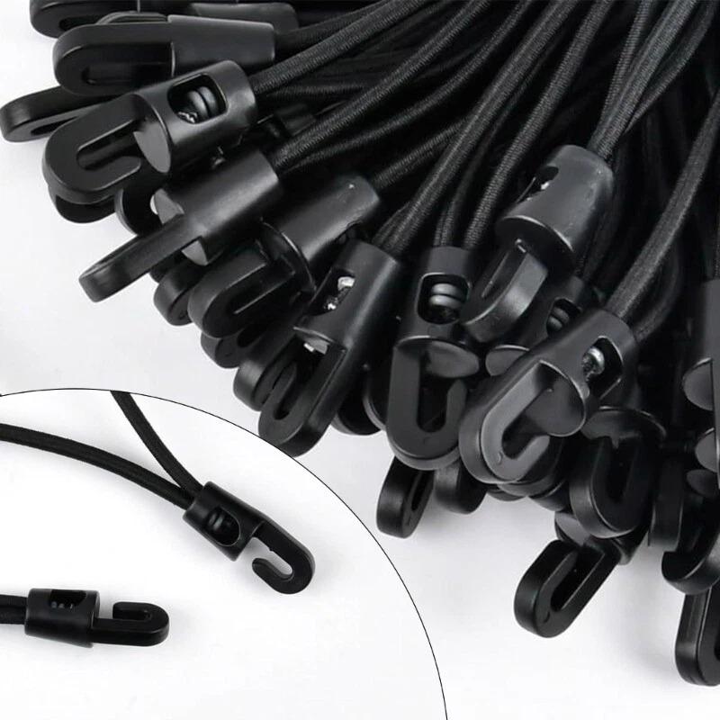 30/1pcs Elastic Bungee Cord with Hooks 10/15/25cm High Elasticity Rubber Expander Ropes for Luggage Bikes Camping Cars Cord Ties