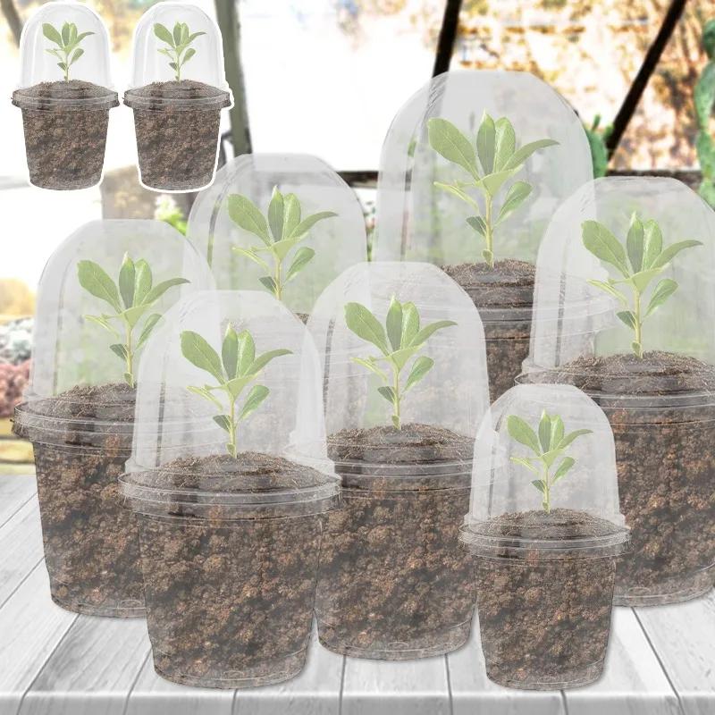 5/10PCS Clear Seedling Nursery Pots with Breathable Cover Seed Starting Grow Cup Flower Plant Containers Garden Vegetable Pot