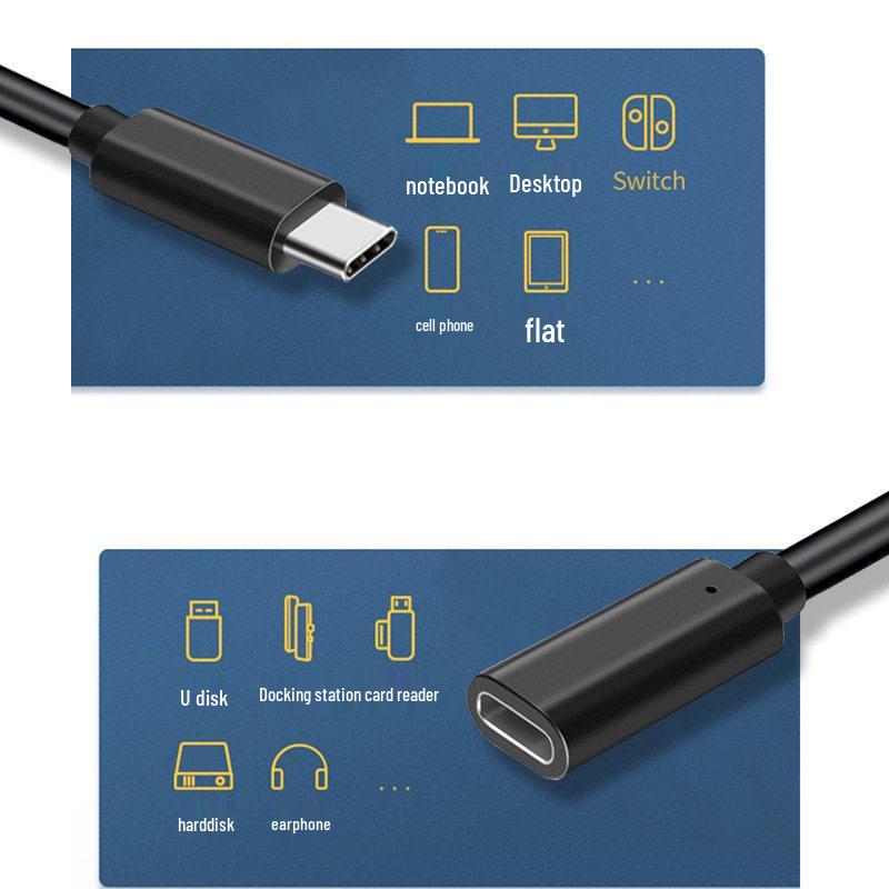 USB-C Extension Cable: Type-C Male to Female, Data & Charging, USB 2.0/3.1