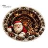 Winter Welcome Mat 3D Christmas Round Rug, Optical Illusion Area Santa Claus Deep Hole Festive Indoor Floor Prints, Non-slip Rug for Entrance