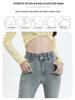 Women's Retro High-Waist Elastic Denim Flare Pants with Double Button Design