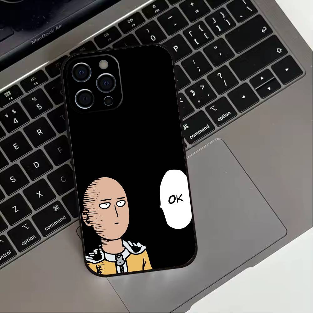 O-One P-Punch Anime Man  Phone Case For iPhone 17,16,15,14,13,12,11 Plus,Pro Max,XS,Soft Silicone Black Cover iPhone16