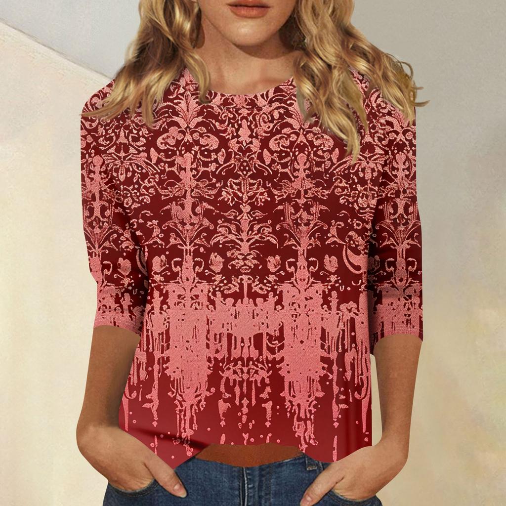 Damen 3/4-Ärmel Shirts Grafik-T-Shirts Shirts Lässige Basic-Tops Pullover