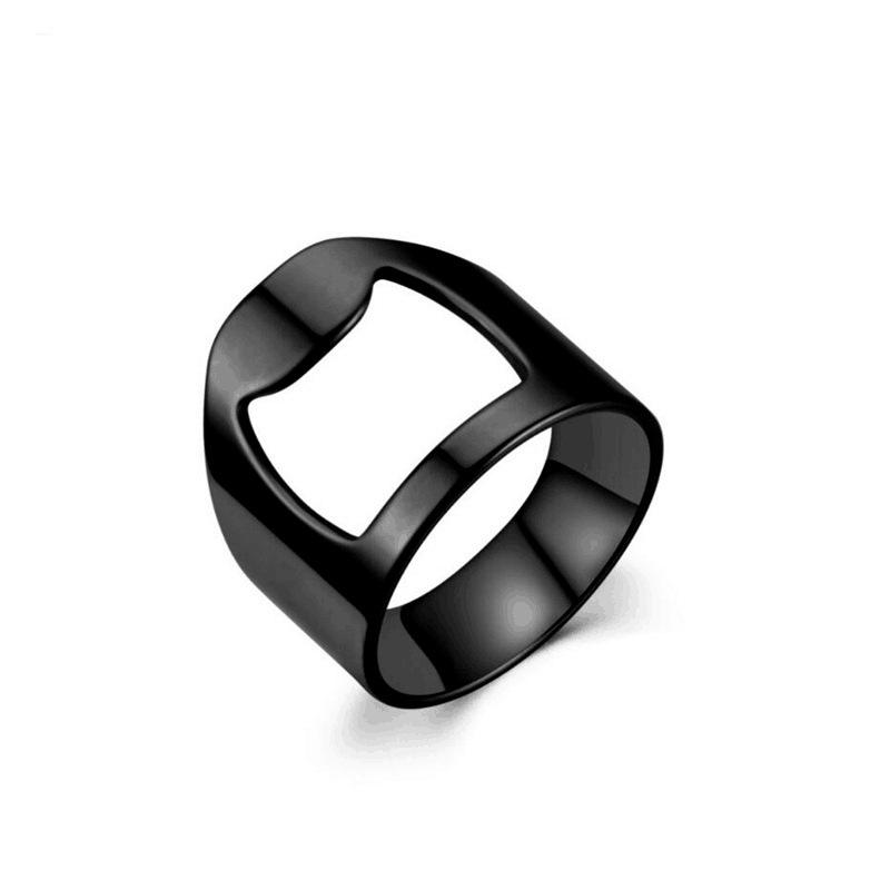 Elegante Anillo Abrebotellas de Acero de Titanio con Cadena Giratoria - Perfecto para Parejas