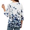 Women's Tops Casual Three-quarter Sleeve V-Neck Printed Pleated Loose Top