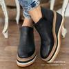 2025 Autumn and Winter New European Large Size Wedge Heel Short Boots Women's Flat Bottom Side Zipper Shallow Mouth Bare Boots Wish2025 Women's Shoes
