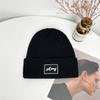 Big head circumference knitted wool hat men's winter outdoor cold and warm pullover hat simple letter bag head cold hat