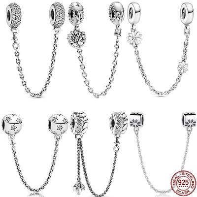 925 Sterling Silver Classic Safety Chains Charm Bead Fit Original 3mm Bracelet Bangle Making Fashion Jewelry