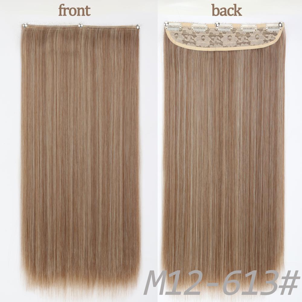MERISIHAIR Women Fashion Long Straight Synthetic Fiber Hair Extensions 5 Clips Invisible Hairpiece for Daily Wear