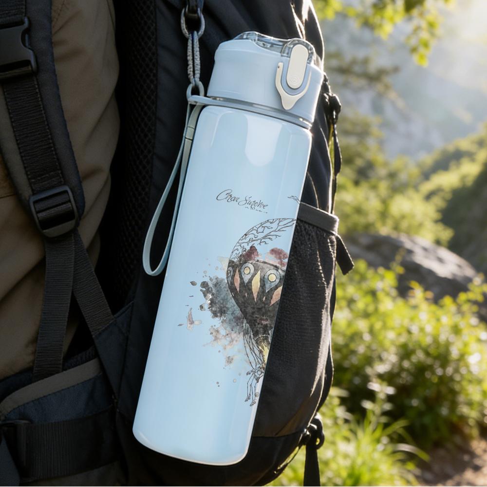 1PC Sublime Band Vintage Album Print 750ml colorful plastic sports water bottle leakproof pop up lid with straw for outdoor work home use
