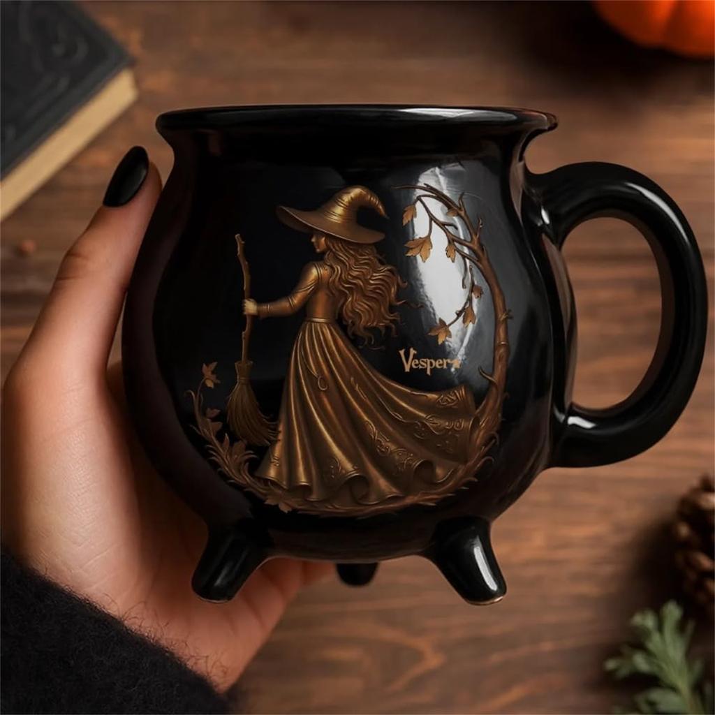 Halloween Witch Cauldron Mug Resin Creative Coffee Cup For Hot Beverages Creative Kitchen Drinkware Gift Giving