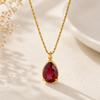 18K Gold Plated Stainless Steel Zircon Water Drop Pendant Necklace for Women
