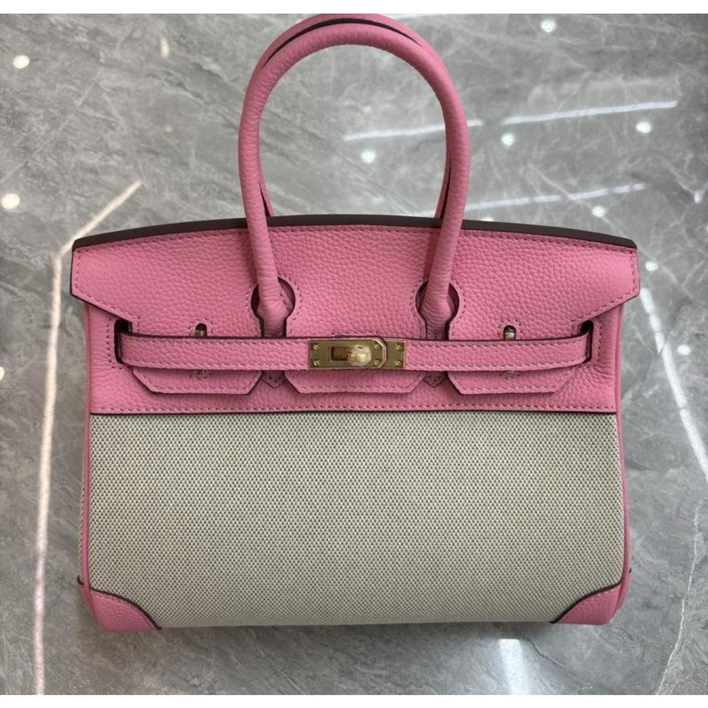 Erste Schicht aus Rindsleder mit Litschi-Muster mit Leinwand-Platin-Tasche 25-30CM (H02 Stoff BK)