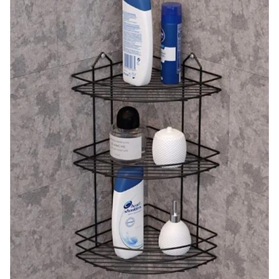

Нержавеющая черная 3-уровневая угловая полка для ванной комнаты