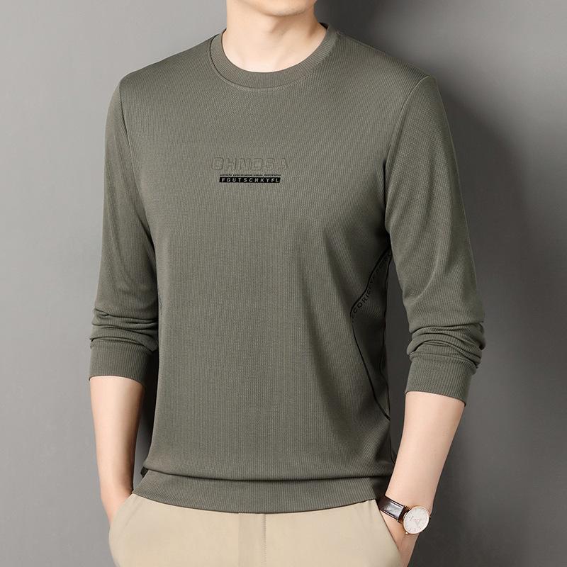 

Осенняя мужская толстовка с длинным рукавом и круглым вырезом, повседневная хлопковая футболка с принтом, базовая рубашка для мужчин 3XL зелёный